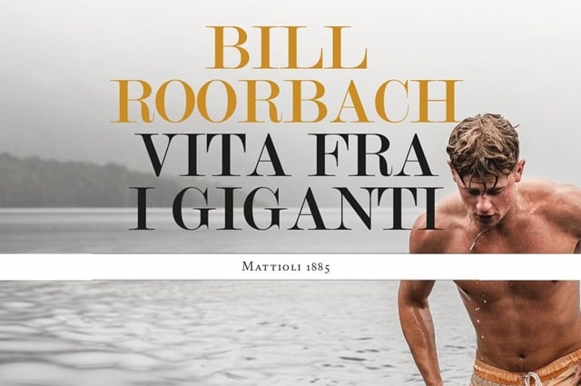 Sulla copertina di Vita tra i giganti di Bill Roorbach c'è la foto di un giovane ragazzo muscolo in costume da bagno, che esce dall'acqua di un lago